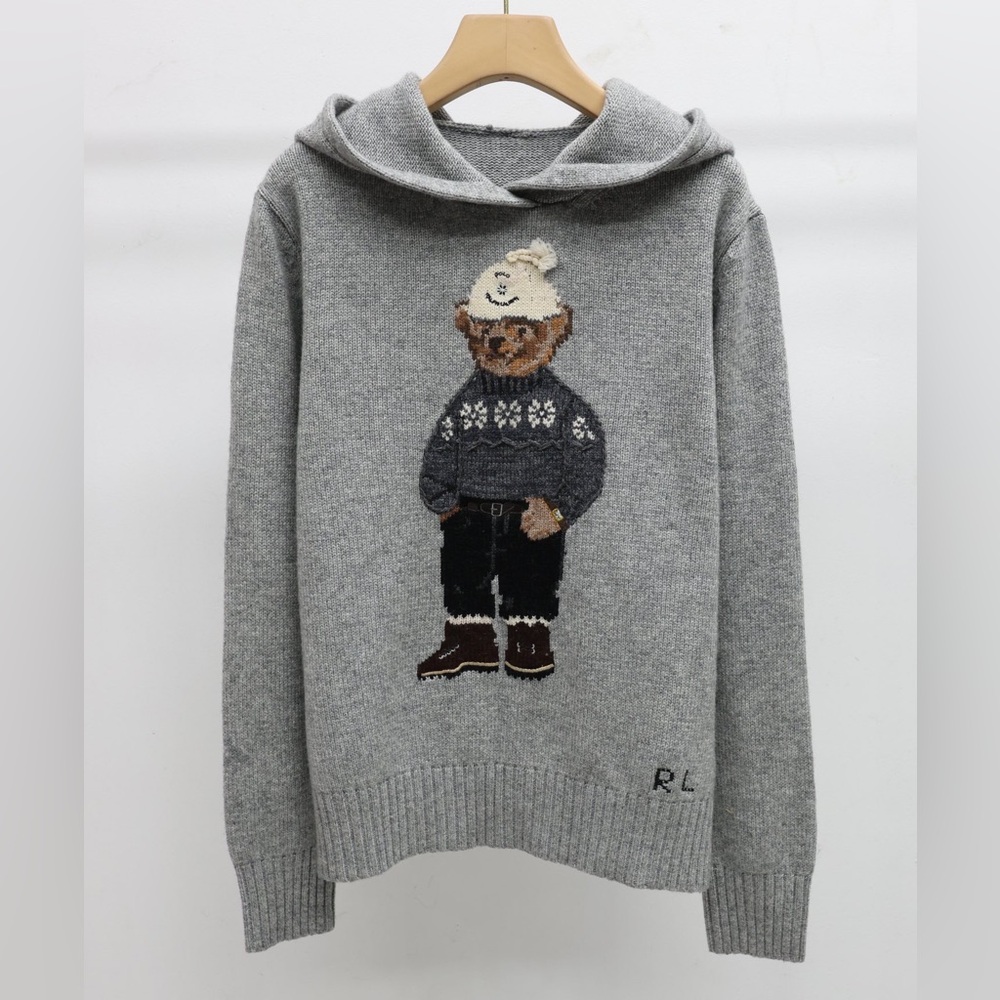 Polo Ralph Lauren Gray Hooded Sweater with Bear Motif (men/women)